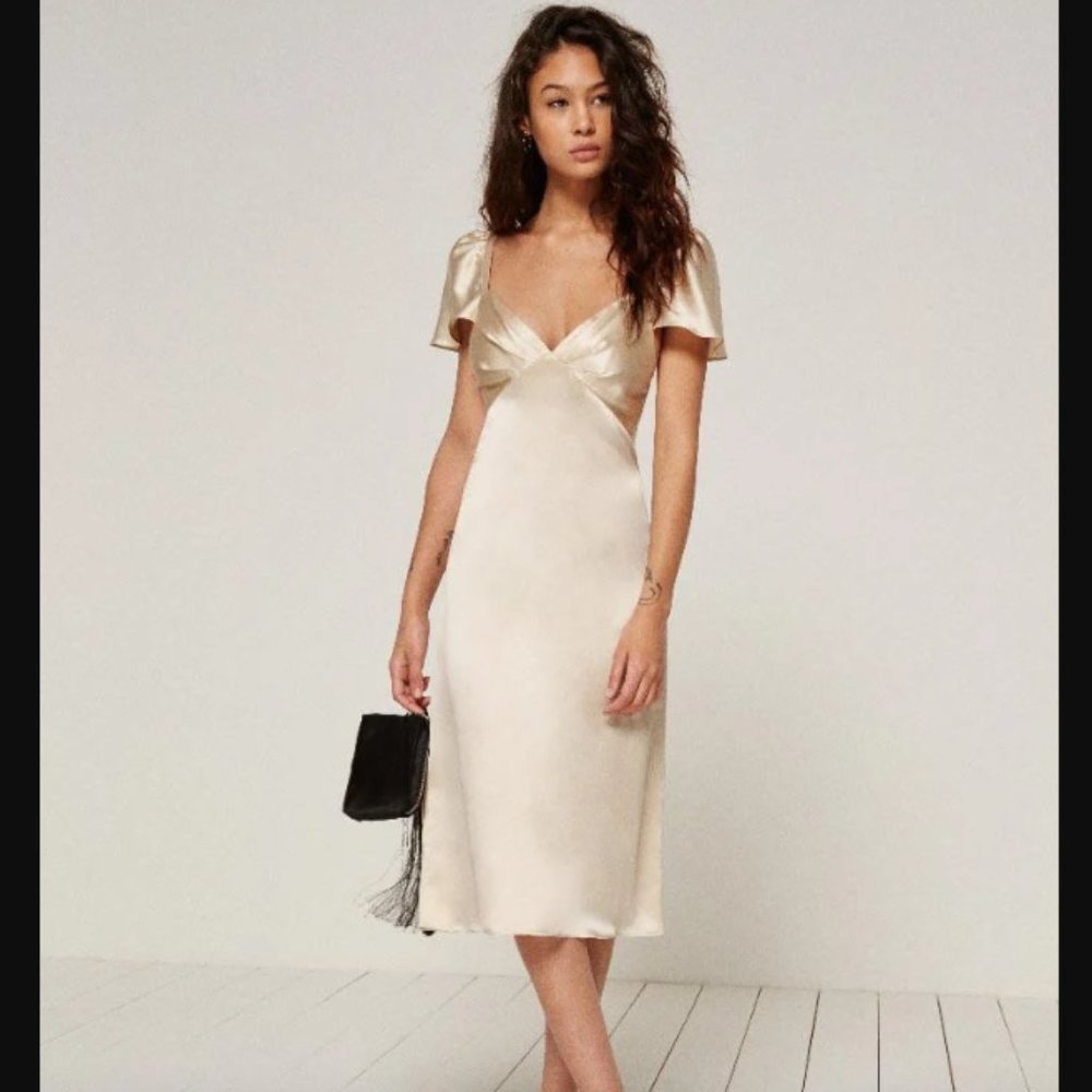NWT Reformation Kaylee dress in Ivory, size 6